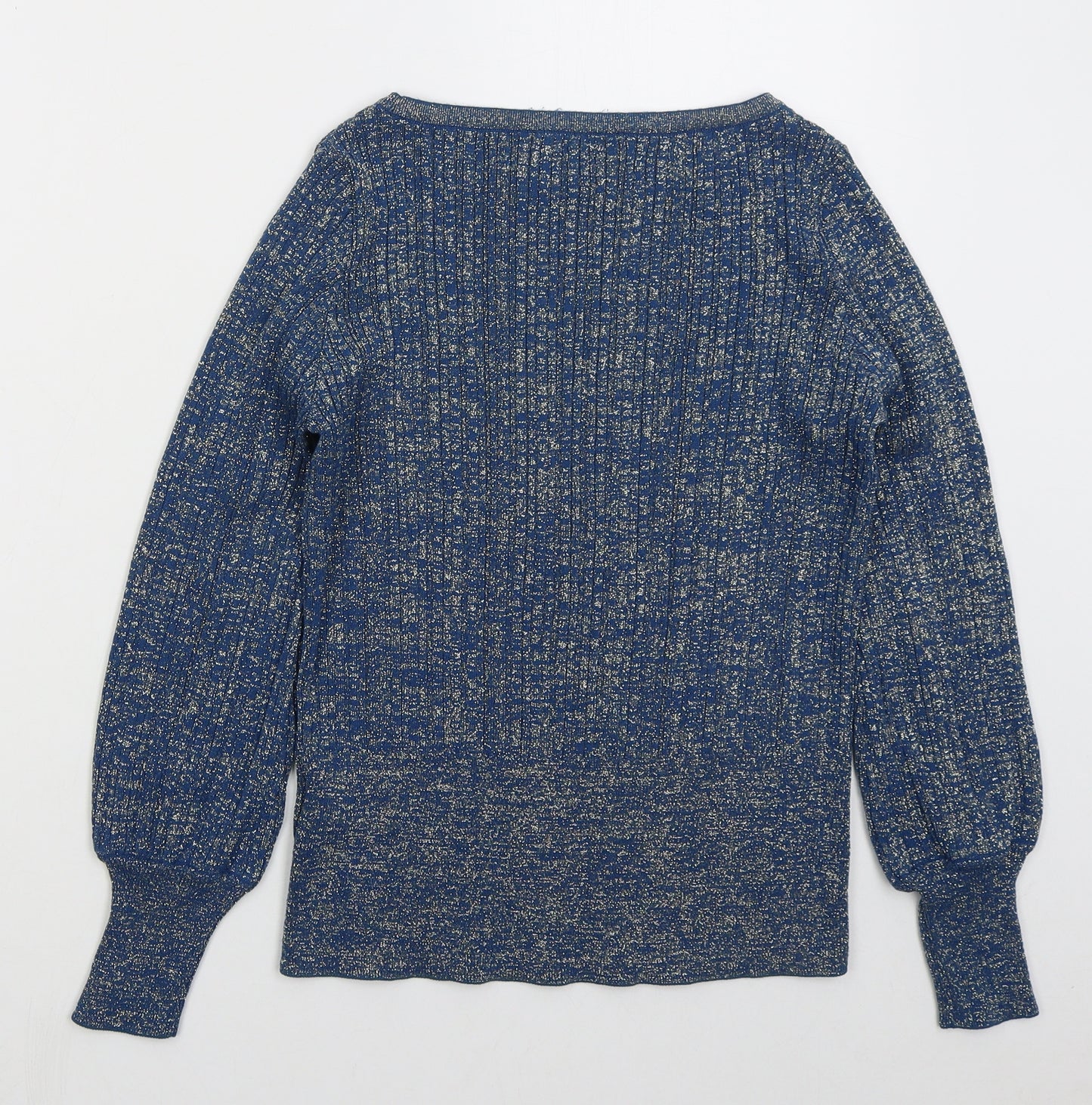 Marks and Spencer Womens Blue Boat Neck  Viscose Pullover Jumper Size S