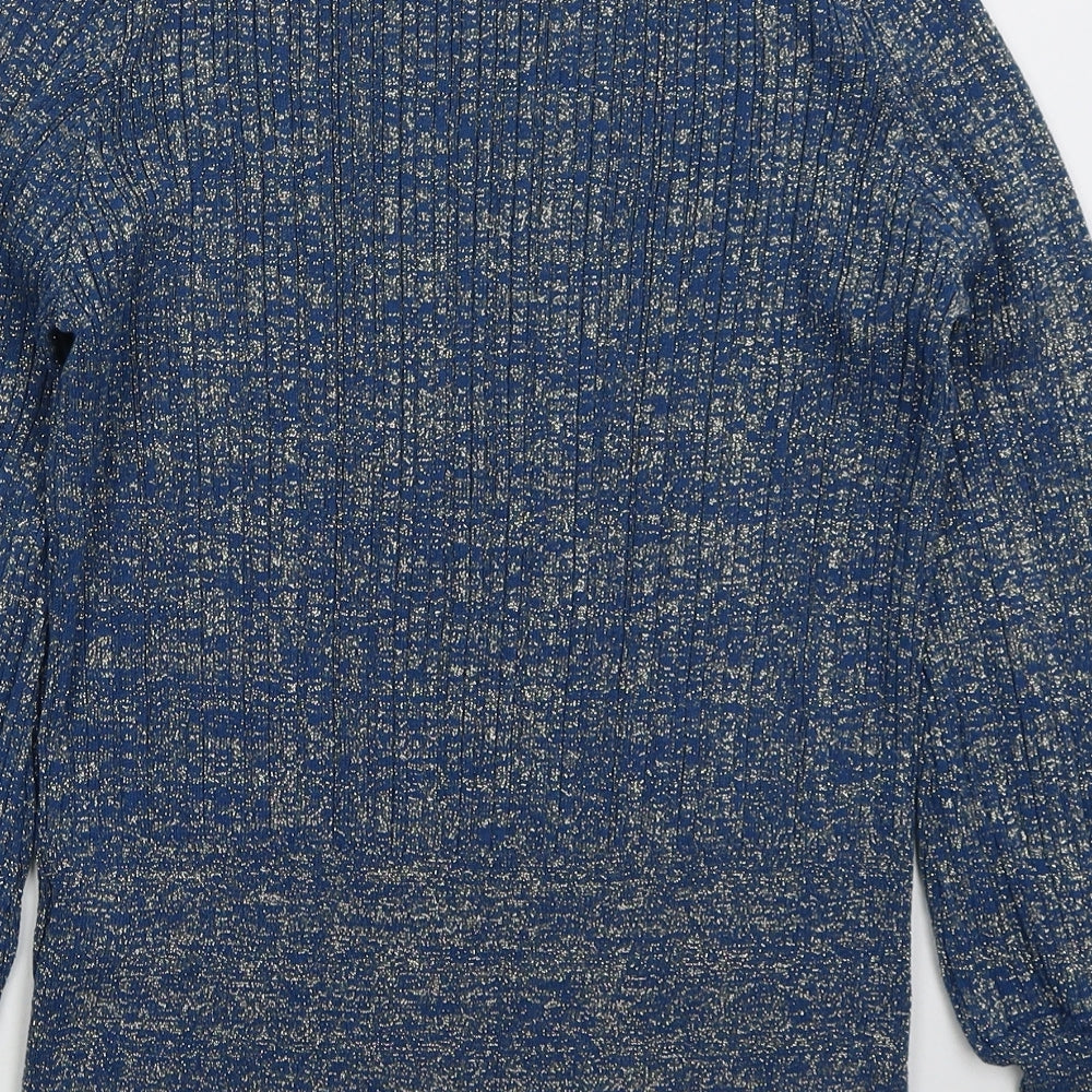 Marks and Spencer Womens Blue Boat Neck  Viscose Pullover Jumper Size S
