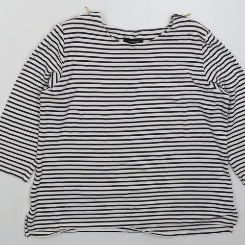 Marks and Spencer Womens White Striped Viscose Pullover Sweatshirt Size 16  Pullover