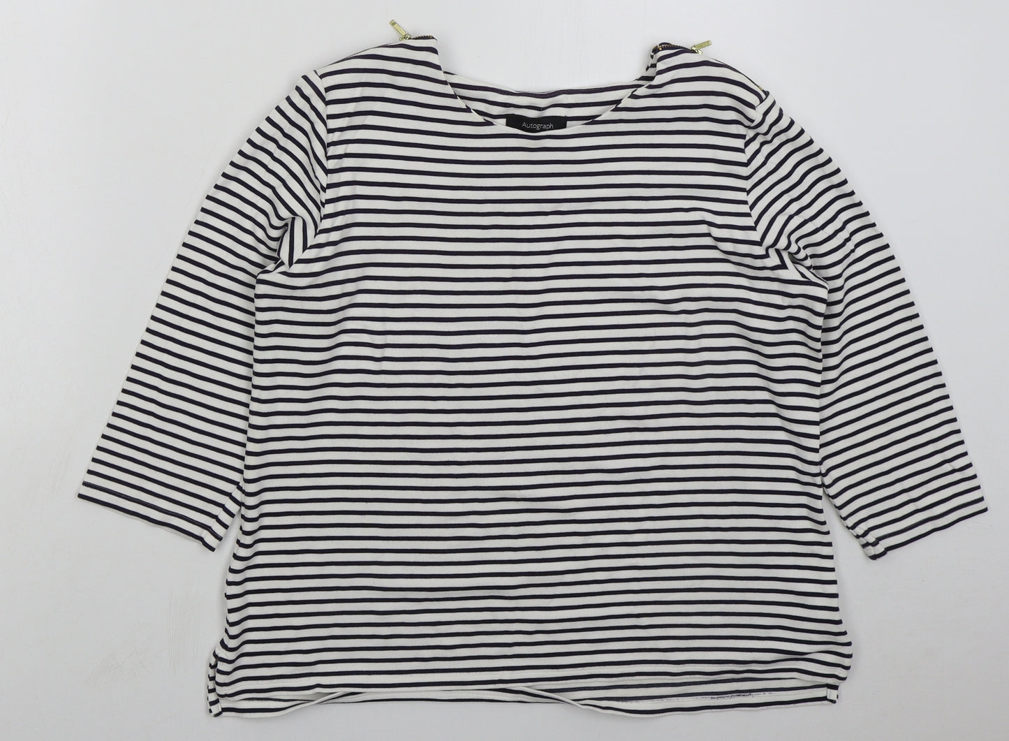 Marks and Spencer Womens White Striped Viscose Pullover Sweatshirt Size 16  Pullover