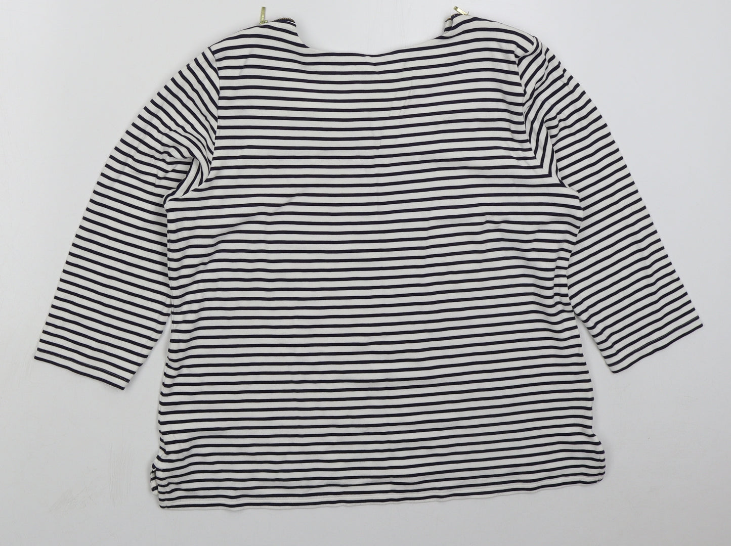 Marks and Spencer Womens White Striped Viscose Pullover Sweatshirt Size 16  Pullover
