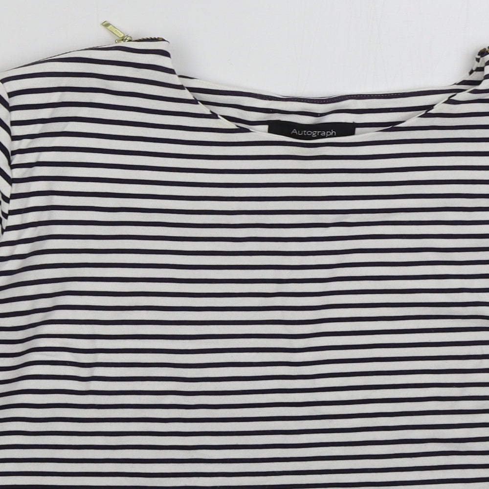 Marks and Spencer Womens White Striped Viscose Pullover Sweatshirt Size 16  Pullover