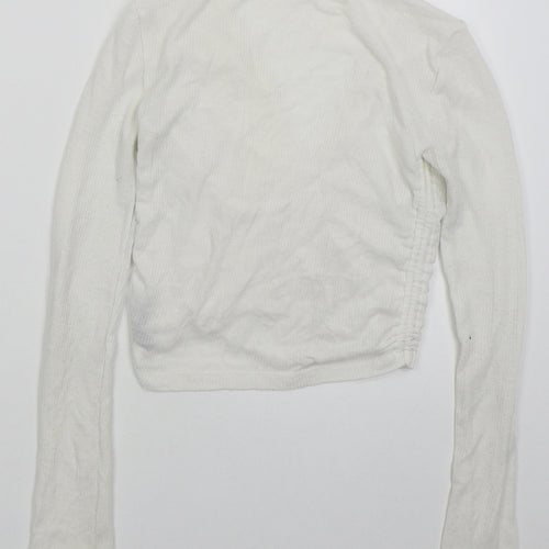 Urban Outfitters Womens White  Polyester Cropped T-Shirt Size M V-Neck