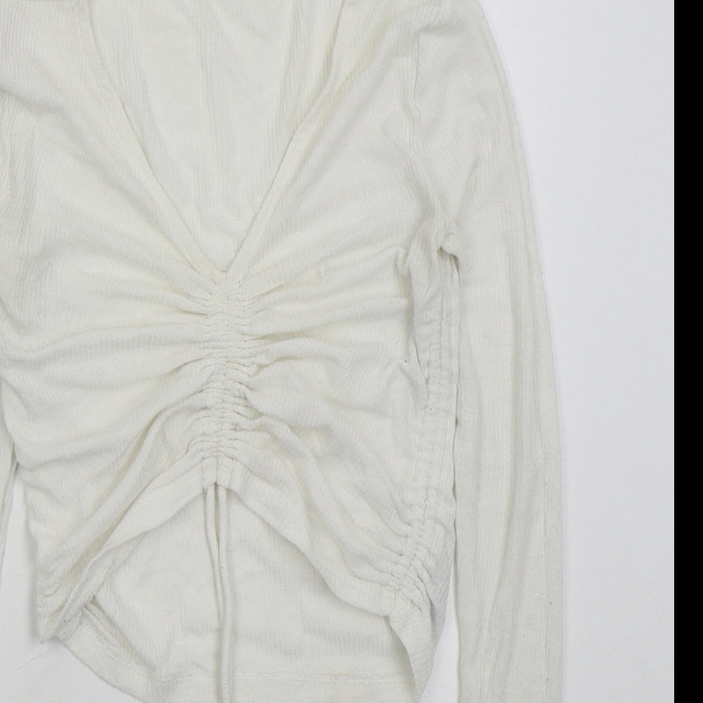 Urban Outfitters Womens White  Polyester Cropped T-Shirt Size M V-Neck