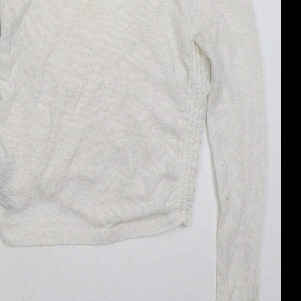 Urban Outfitters Womens White  Polyester Cropped T-Shirt Size M V-Neck