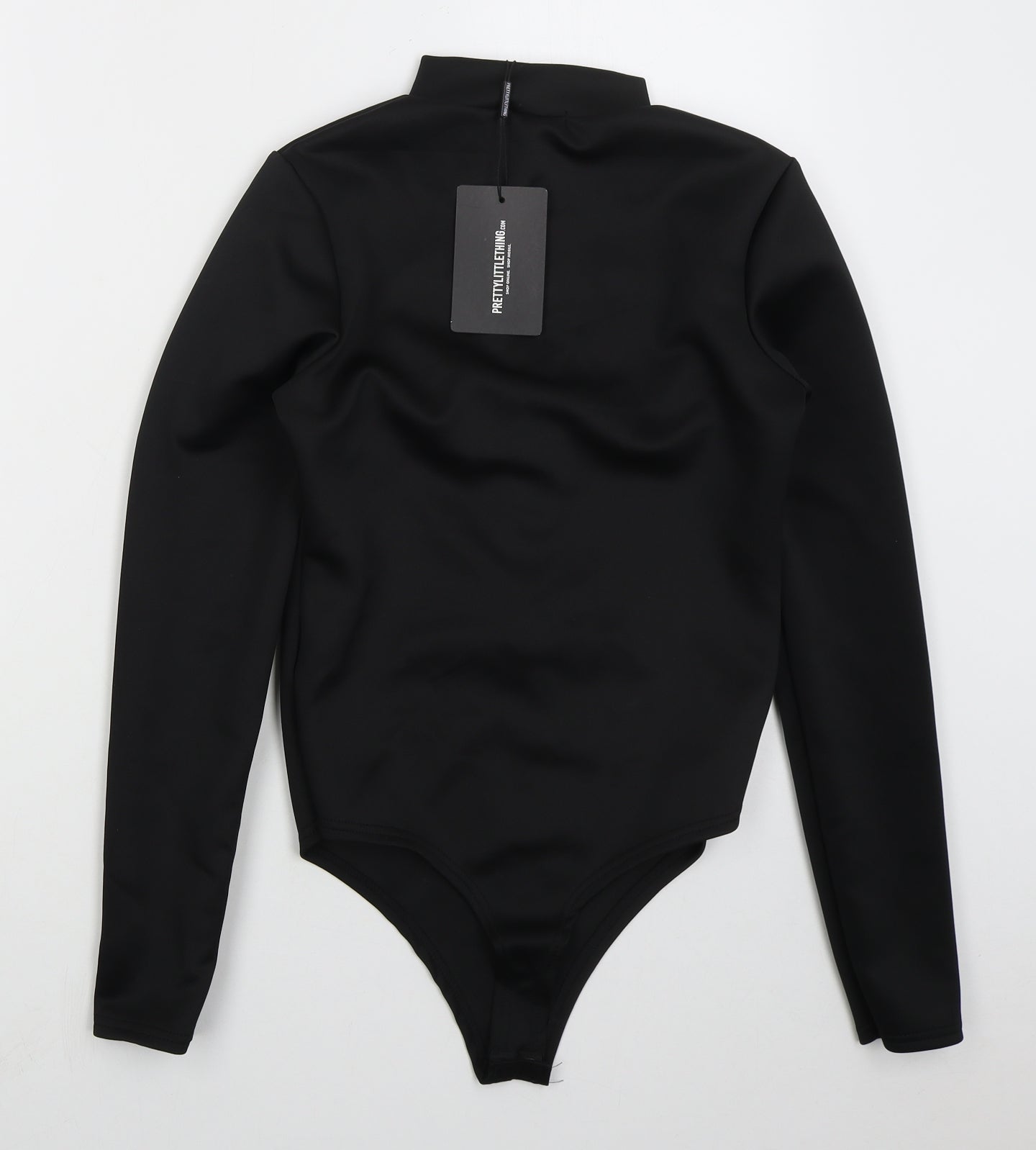 PRETTYLITTLETHING Womens Black  Polyester Bodysuit One-Piece Size 12  Button