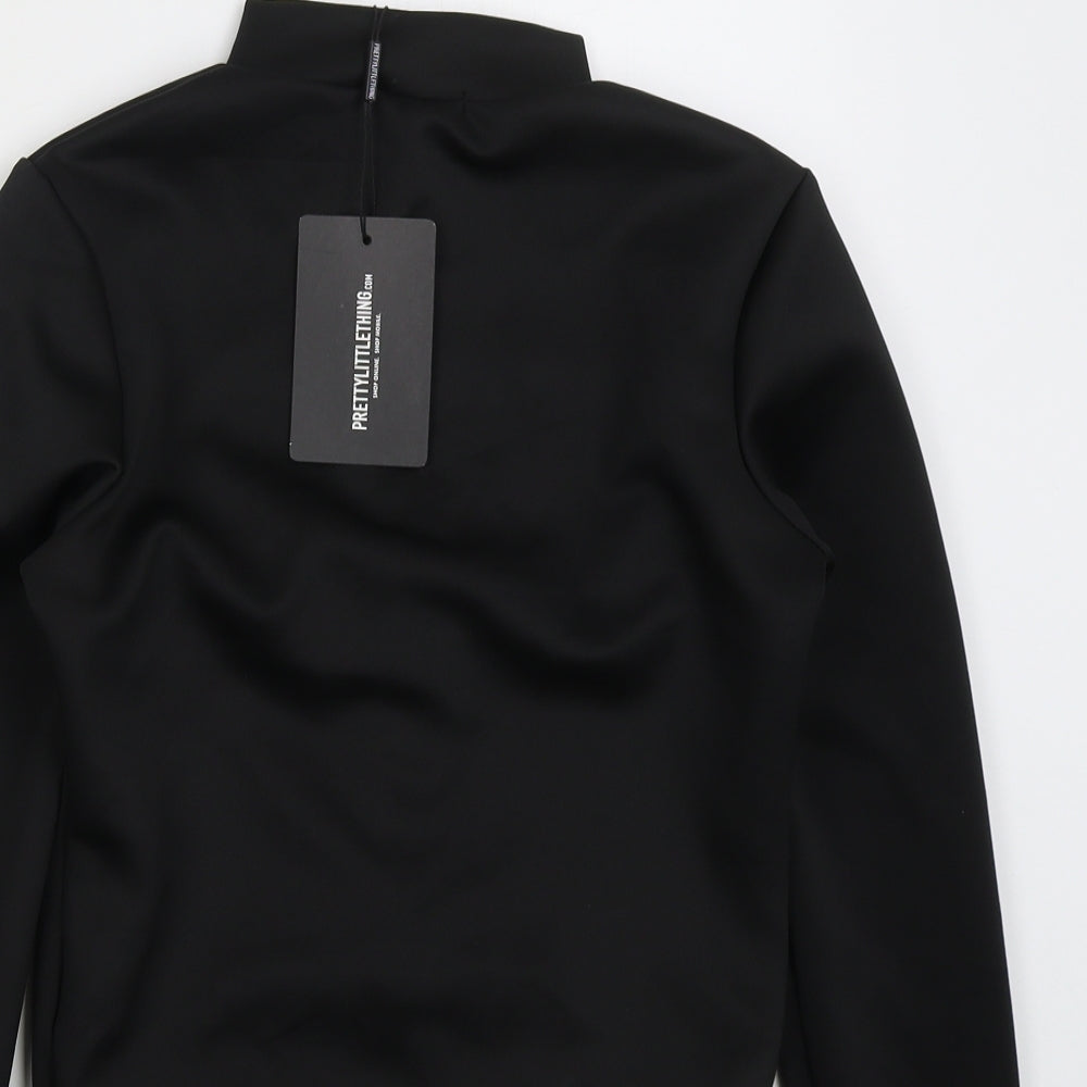 PRETTYLITTLETHING Womens Black  Polyester Bodysuit One-Piece Size 12  Button