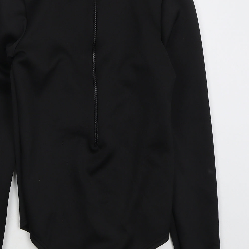 PRETTYLITTLETHING Womens Black  Polyester Bodysuit One-Piece Size 12  Button