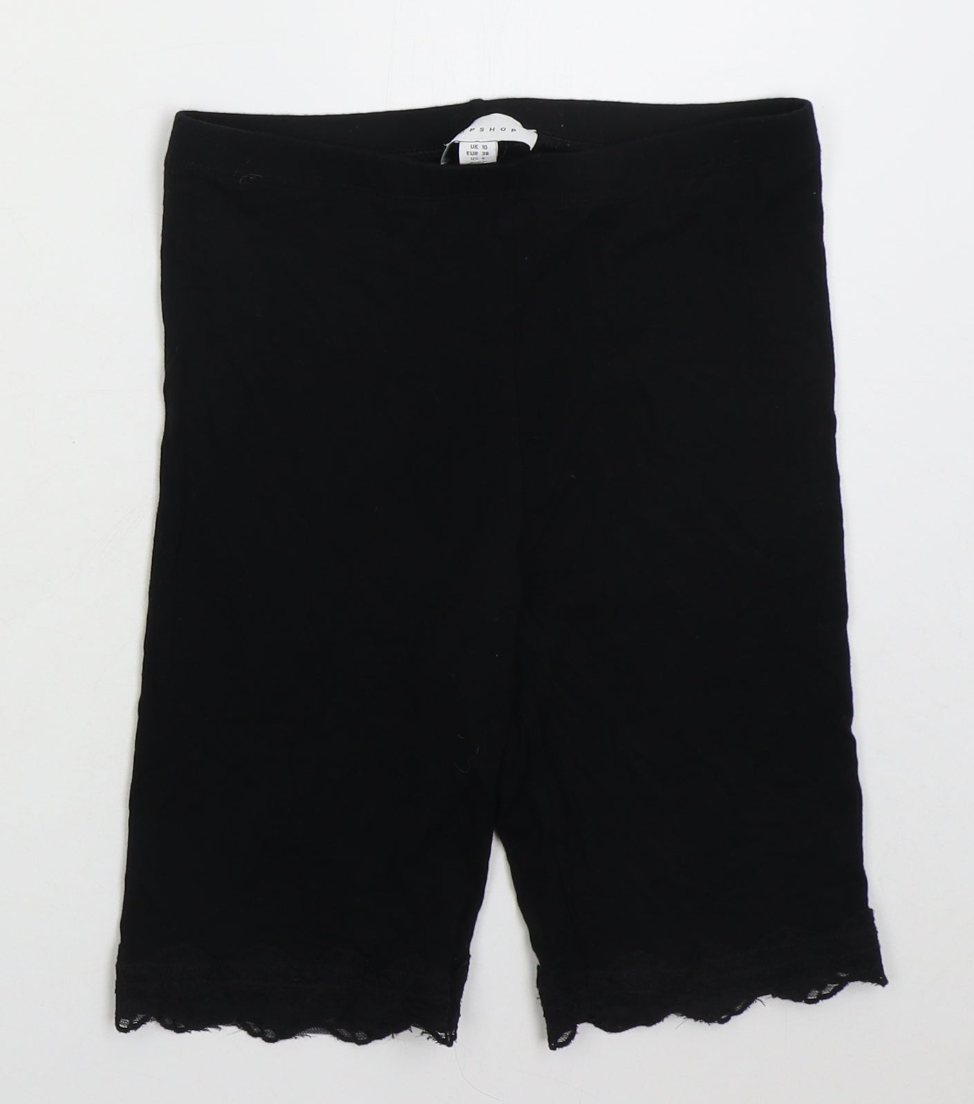 Topshop Womens Black  Viscose Biker Shorts Size 10 L8 in Regular