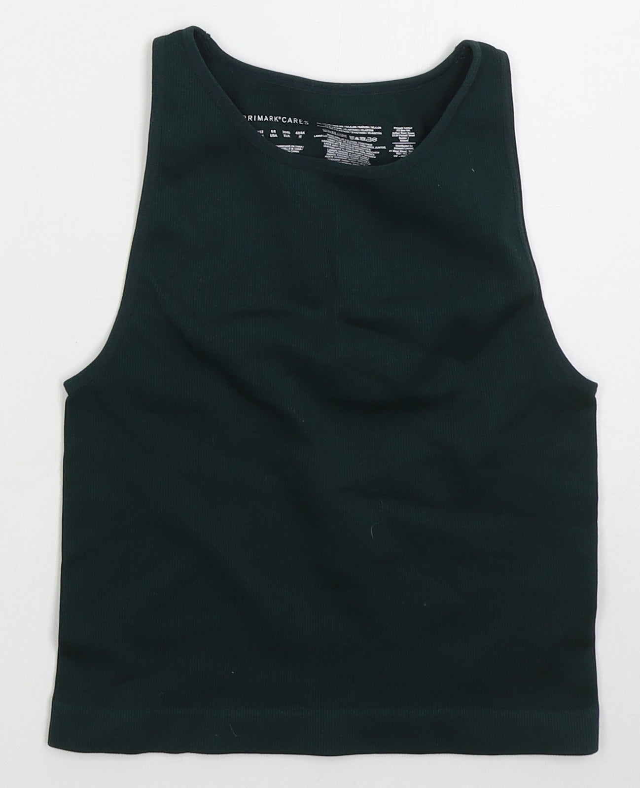 Primark Womens Green  Nylon Cropped Tank Size 10 Crew Neck Pullover