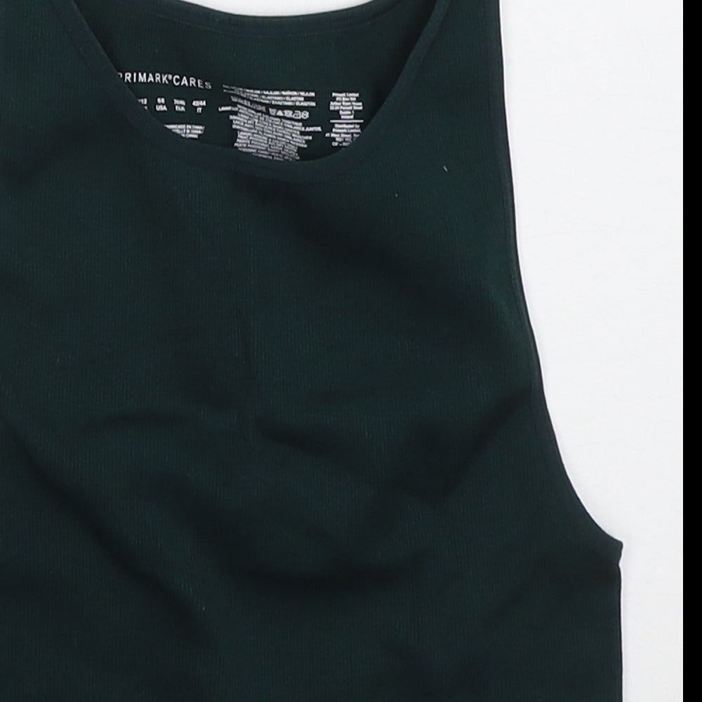 Primark Womens Green  Nylon Cropped Tank Size 10 Crew Neck Pullover