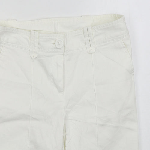BHS Womens White  Cotton Bermuda Shorts Size 12 L11 in Regular Button
