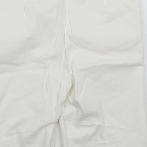 BHS Womens White  Cotton Bermuda Shorts Size 12 L11 in Regular Button