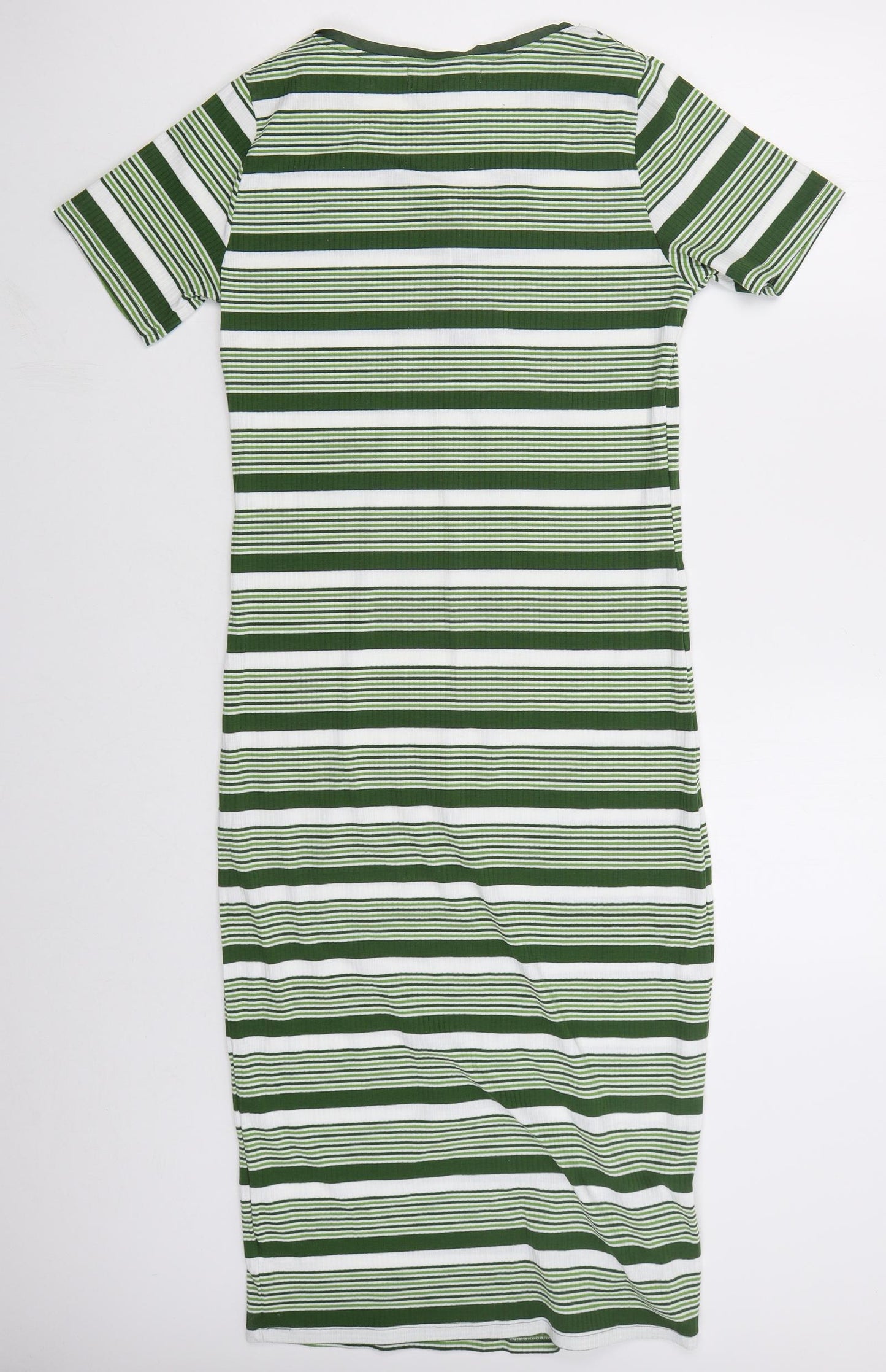 NEXT Womens Green Striped Polyester Bodycon  Size 14  Round Neck Pullover