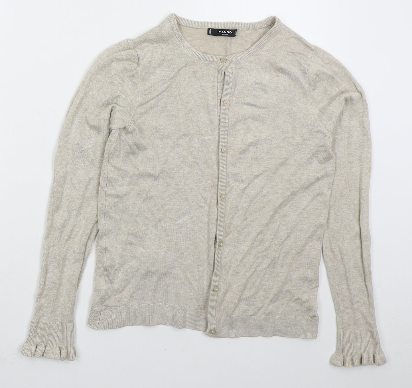 Mango Womens Beige Crew Neck  Viscose Cardigan Jumper Size M