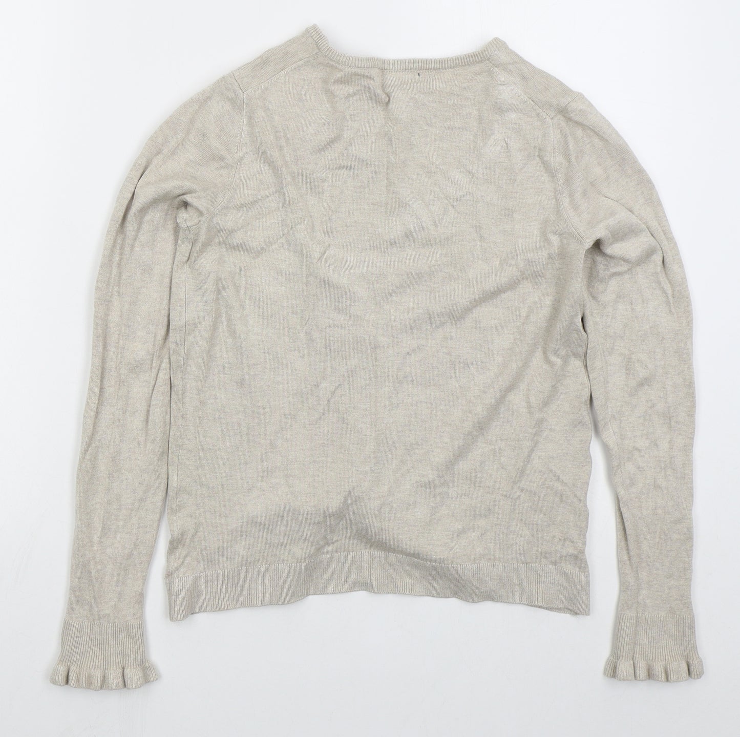 Mango Womens Beige Crew Neck  Viscose Cardigan Jumper Size M