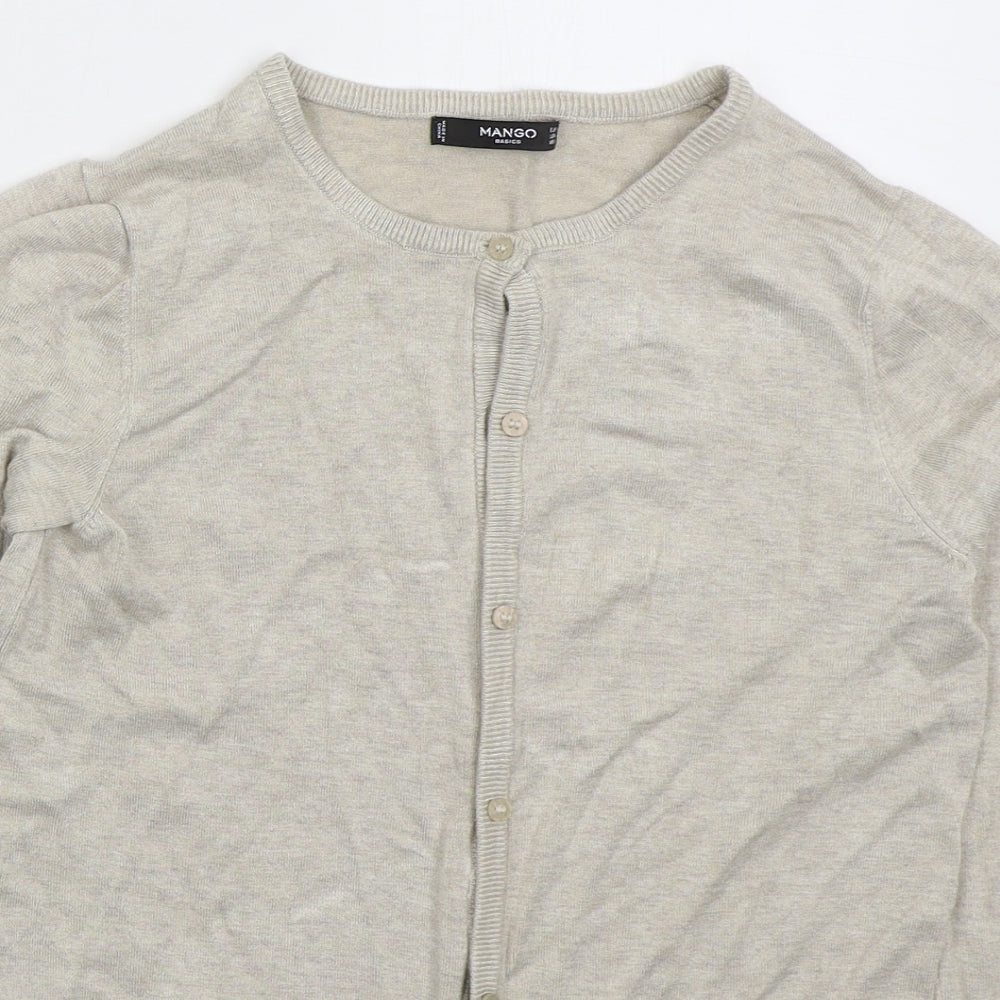 Mango Womens Beige Crew Neck  Viscose Cardigan Jumper Size M