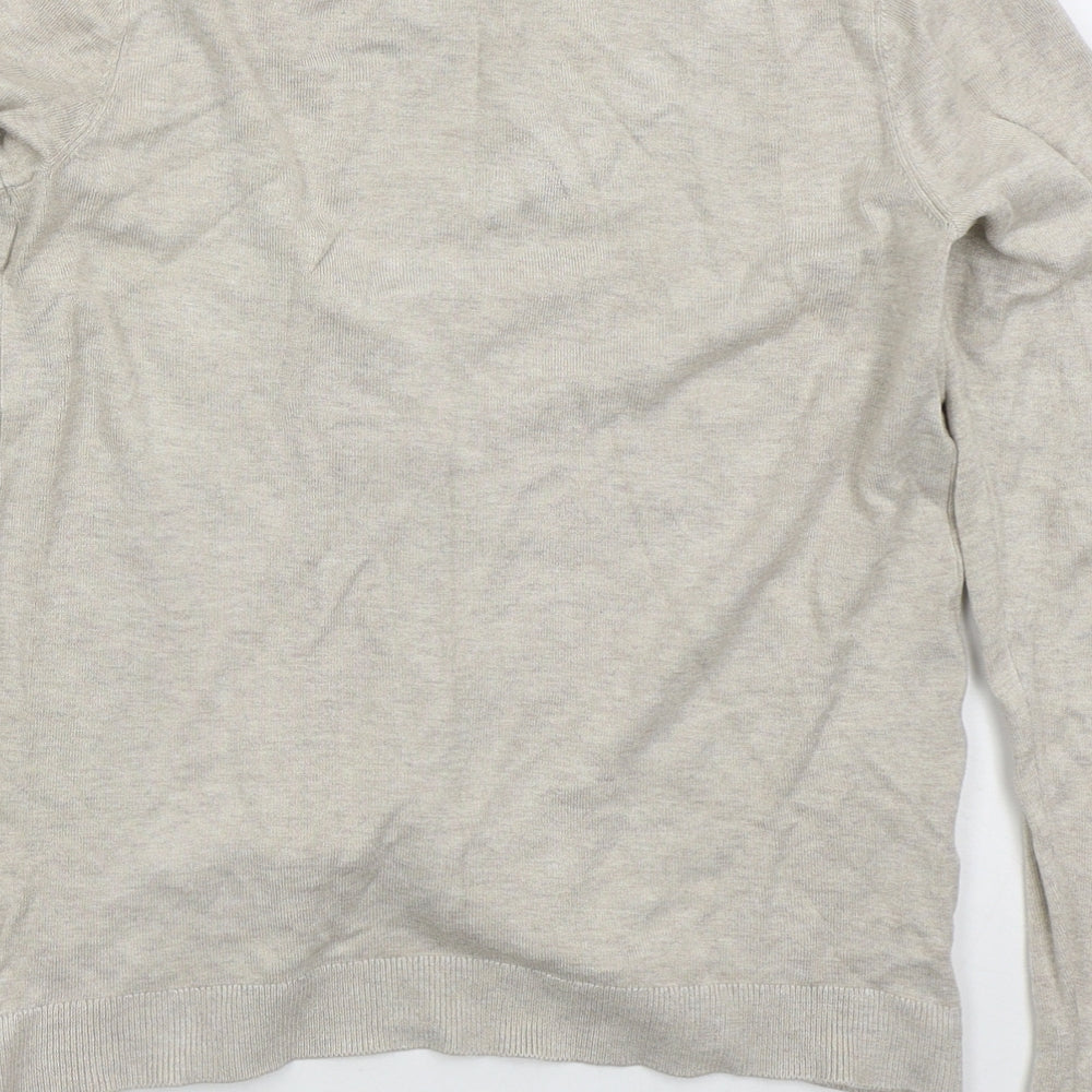 Mango Womens Beige Crew Neck  Viscose Cardigan Jumper Size M