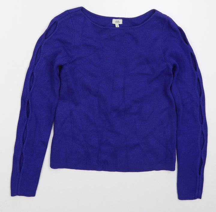 River Island Womens Blue Boat Neck Viscose Pullover Jumper Size 10