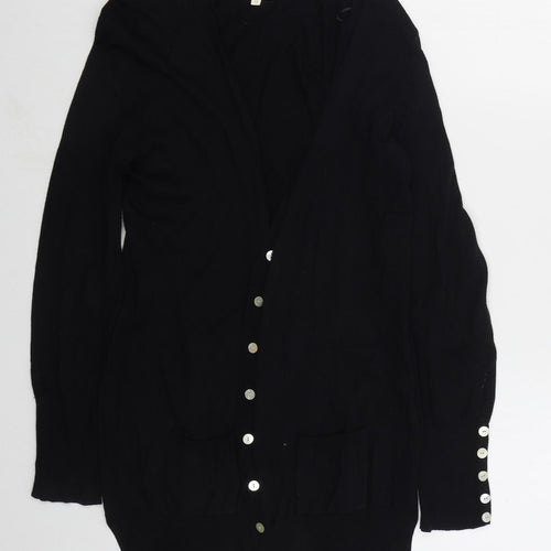 NEXT Womens Black V-Neck  Cotton Cardigan Jumper Size 12