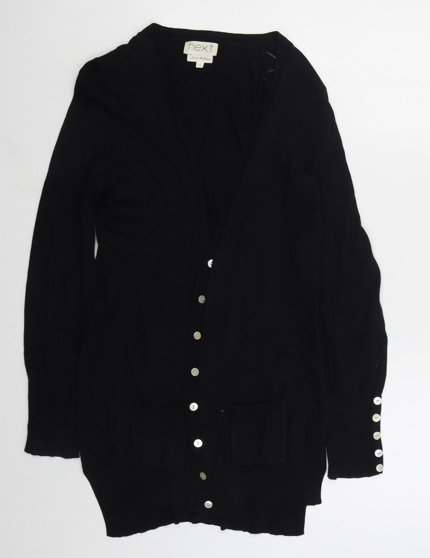 NEXT Womens Black V-Neck  Cotton Cardigan Jumper Size 12