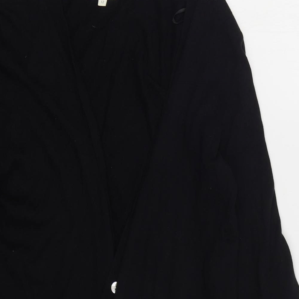NEXT Womens Black V-Neck  Cotton Cardigan Jumper Size 12
