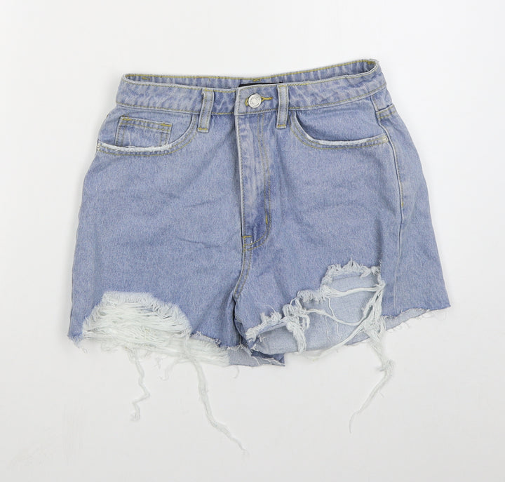 Missguided Womens Blue Cotton Hot Pants Shorts Size 26 in Regular Button