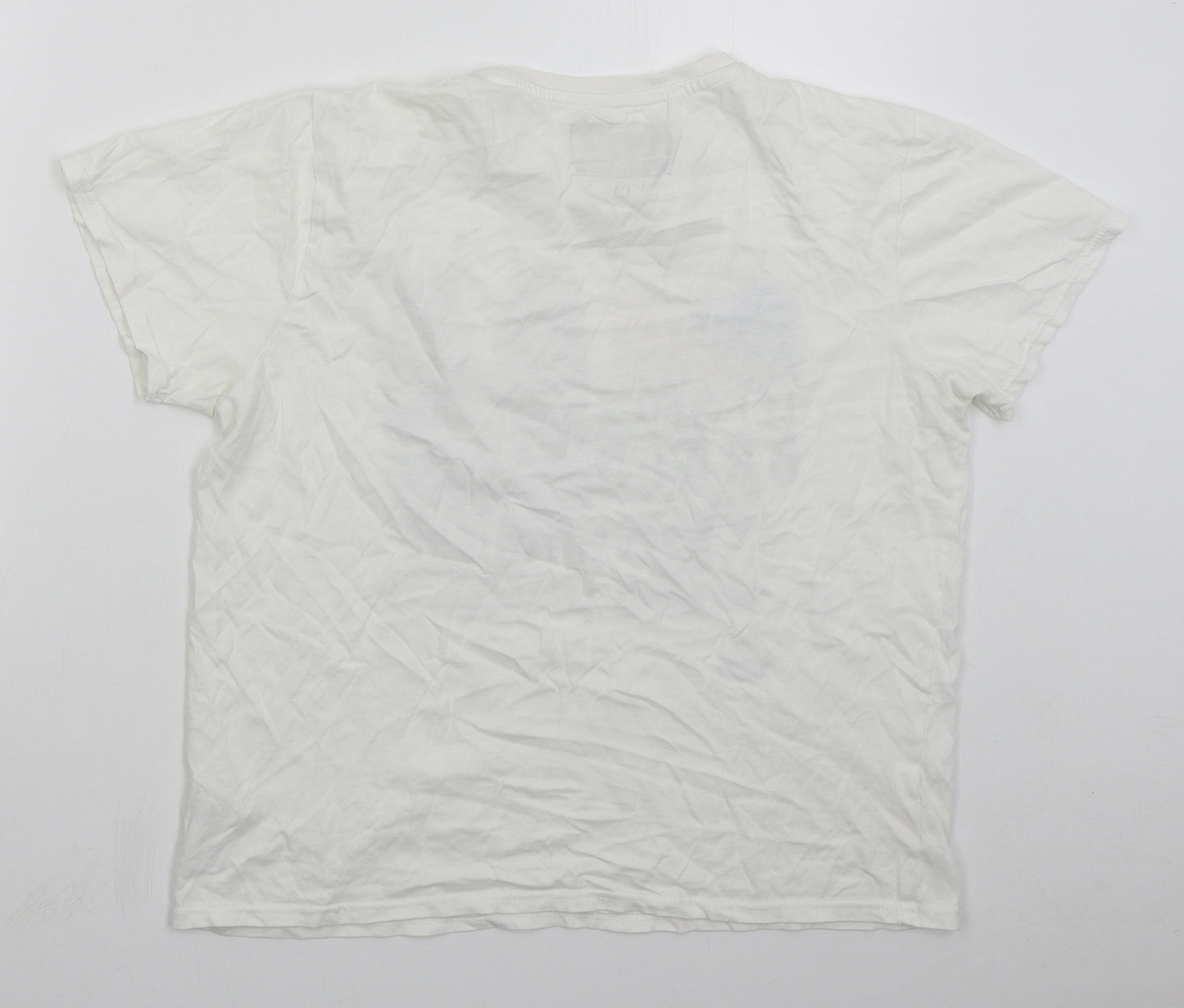 Crossby Mens White  Cotton  T-Shirt Size M Crew Neck  - Let's Go Brooklyn