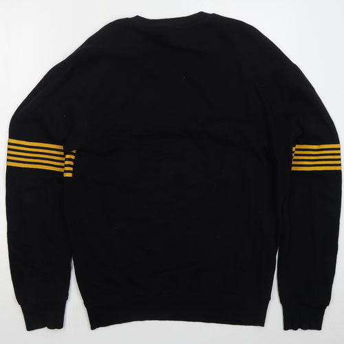 New Look Mens Black Striped Cotton Pullover Sweatshirt Size M
