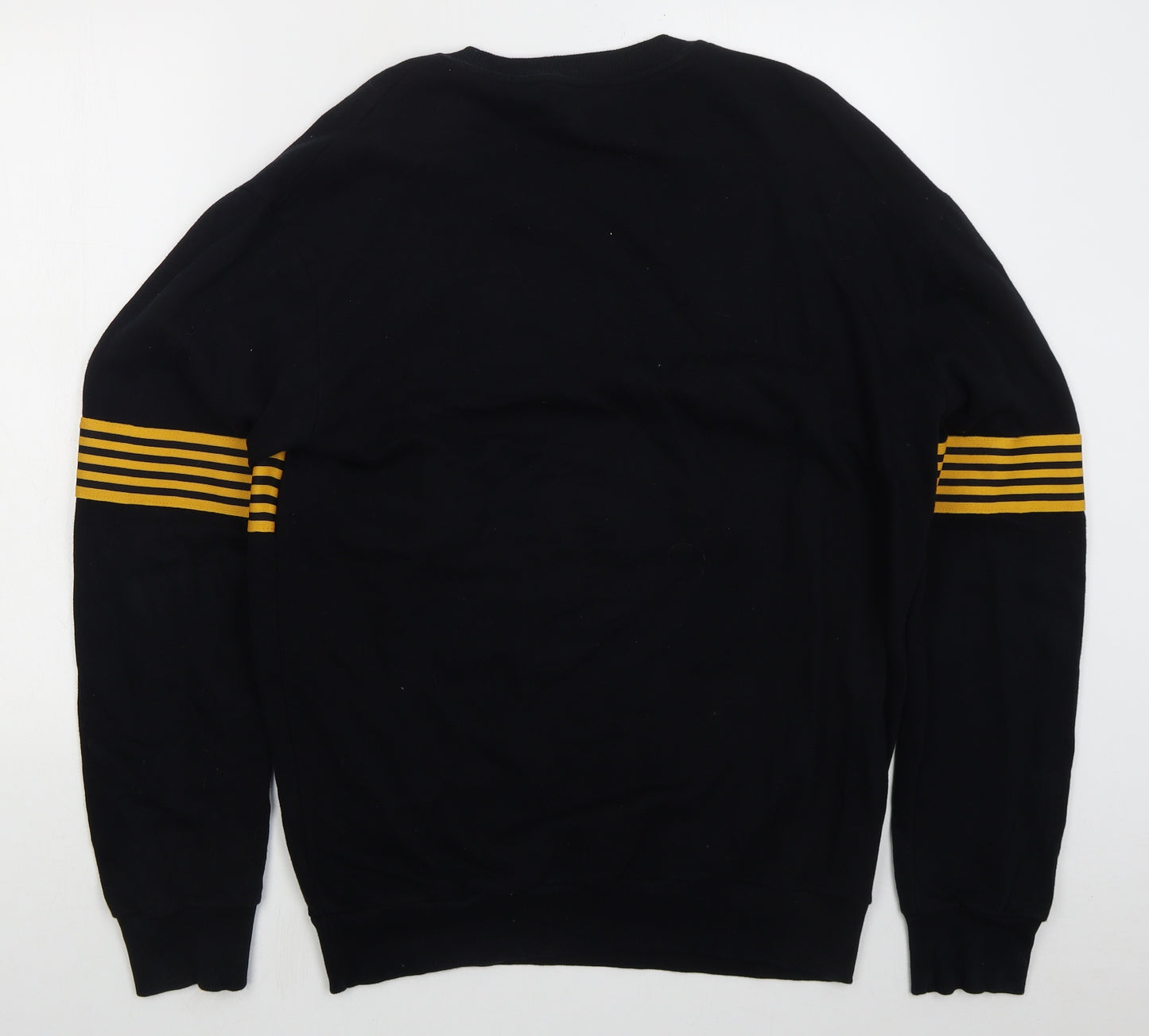 New Look Mens Black Striped Cotton Pullover Sweatshirt Size M