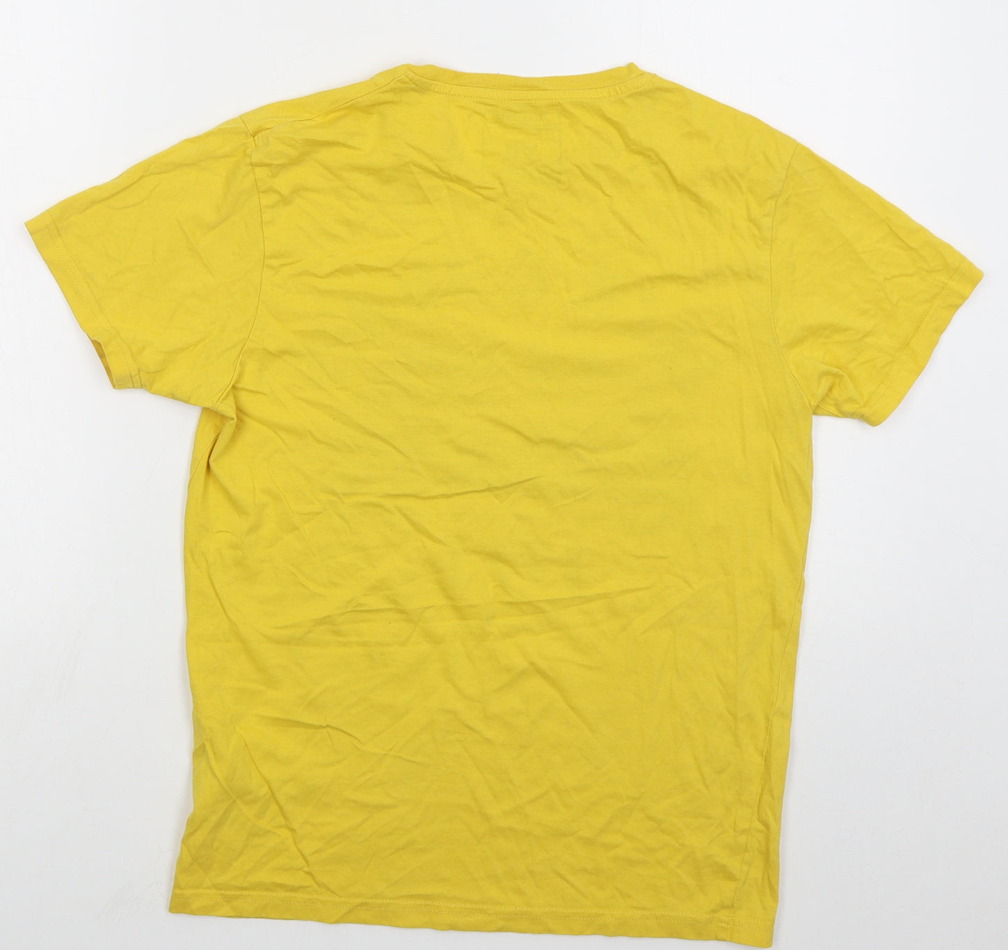 JACK & JONES Mens Yellow  Cotton  T-Shirt Size M Crew Neck