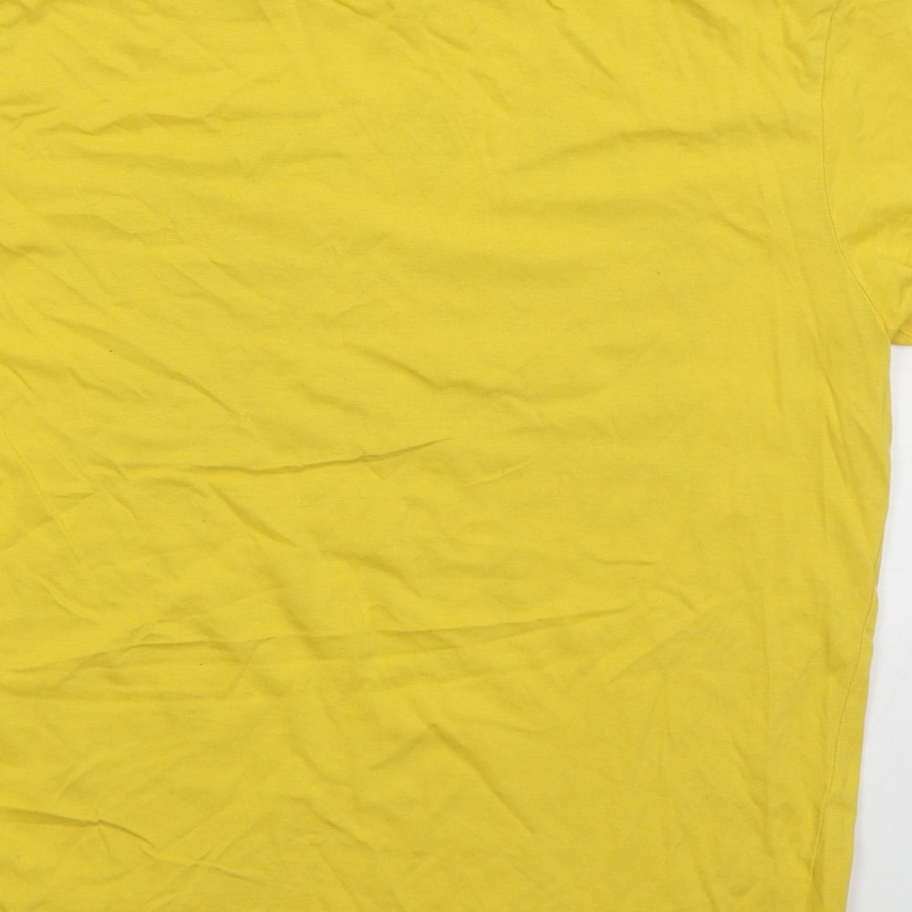 JACK & JONES Mens Yellow  Cotton  T-Shirt Size M Crew Neck