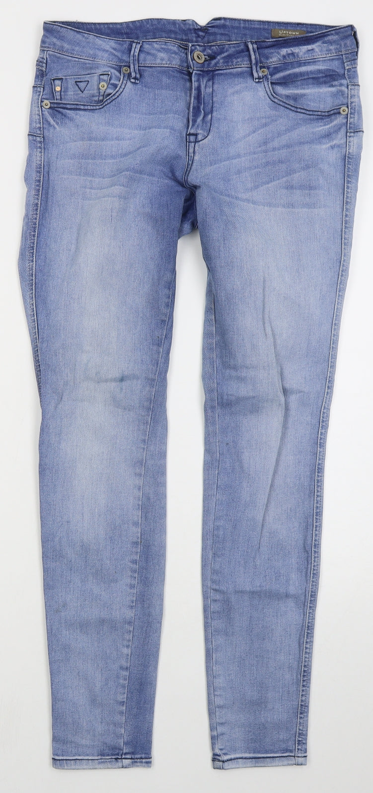 Mango Womens Blue  Cotton Skinny Jeans Size 12 L29 in Regular Button