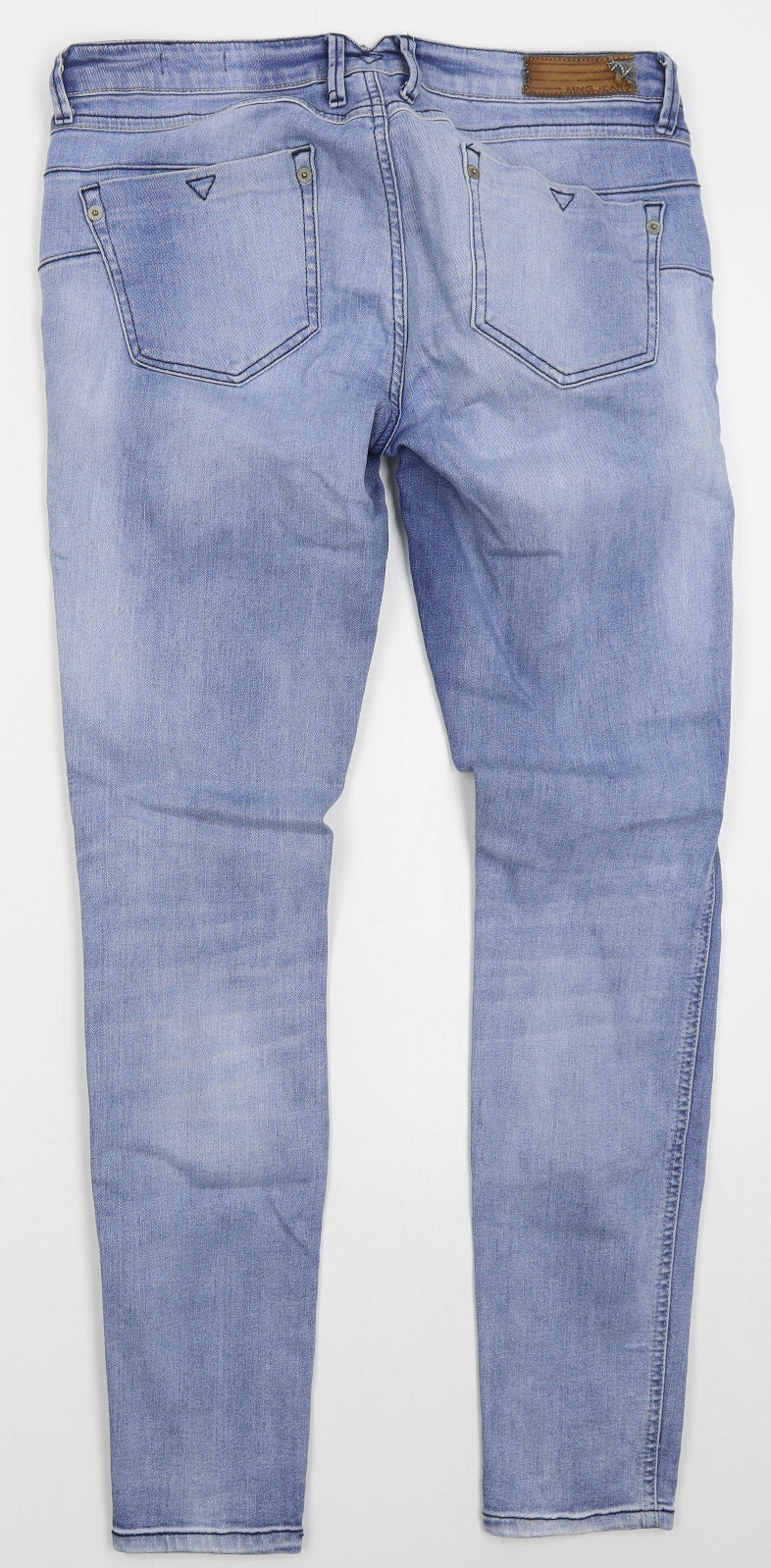 Mango Womens Blue  Cotton Skinny Jeans Size 12 L29 in Regular Button