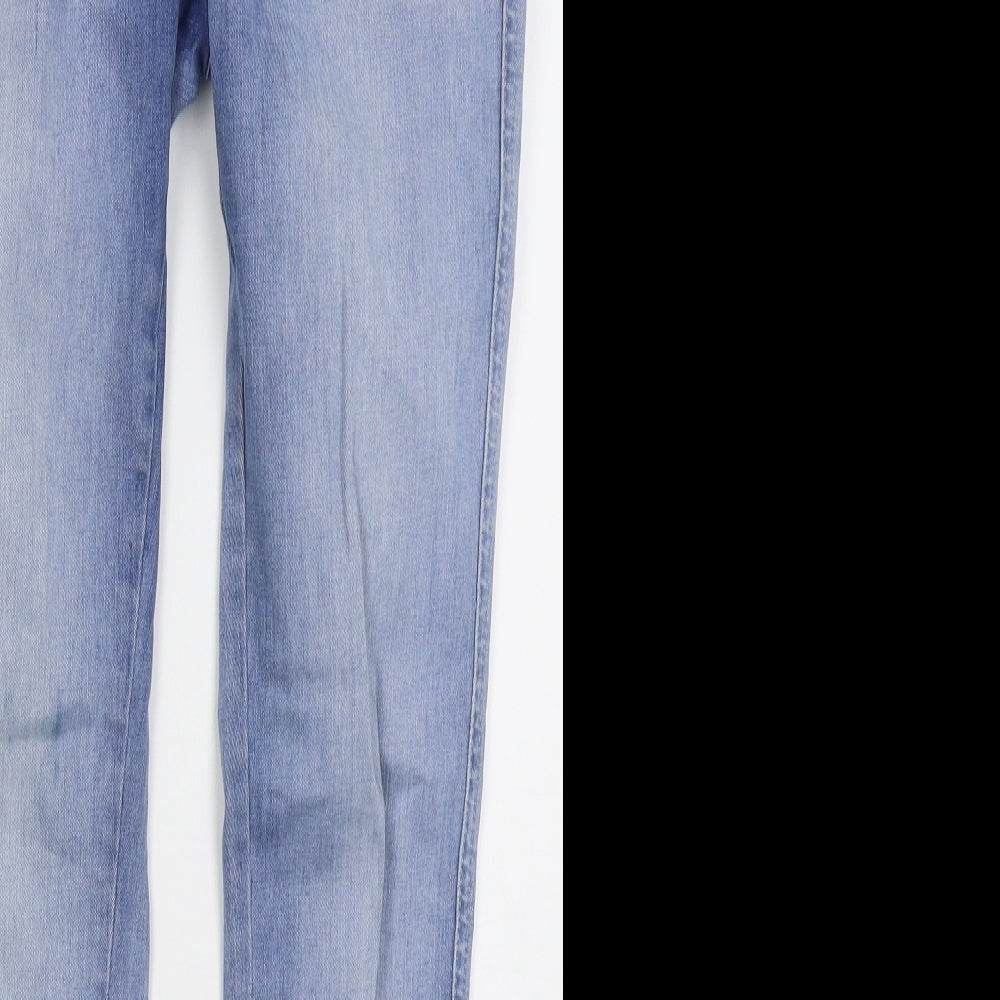 Mango Womens Blue  Cotton Skinny Jeans Size 12 L29 in Regular Button