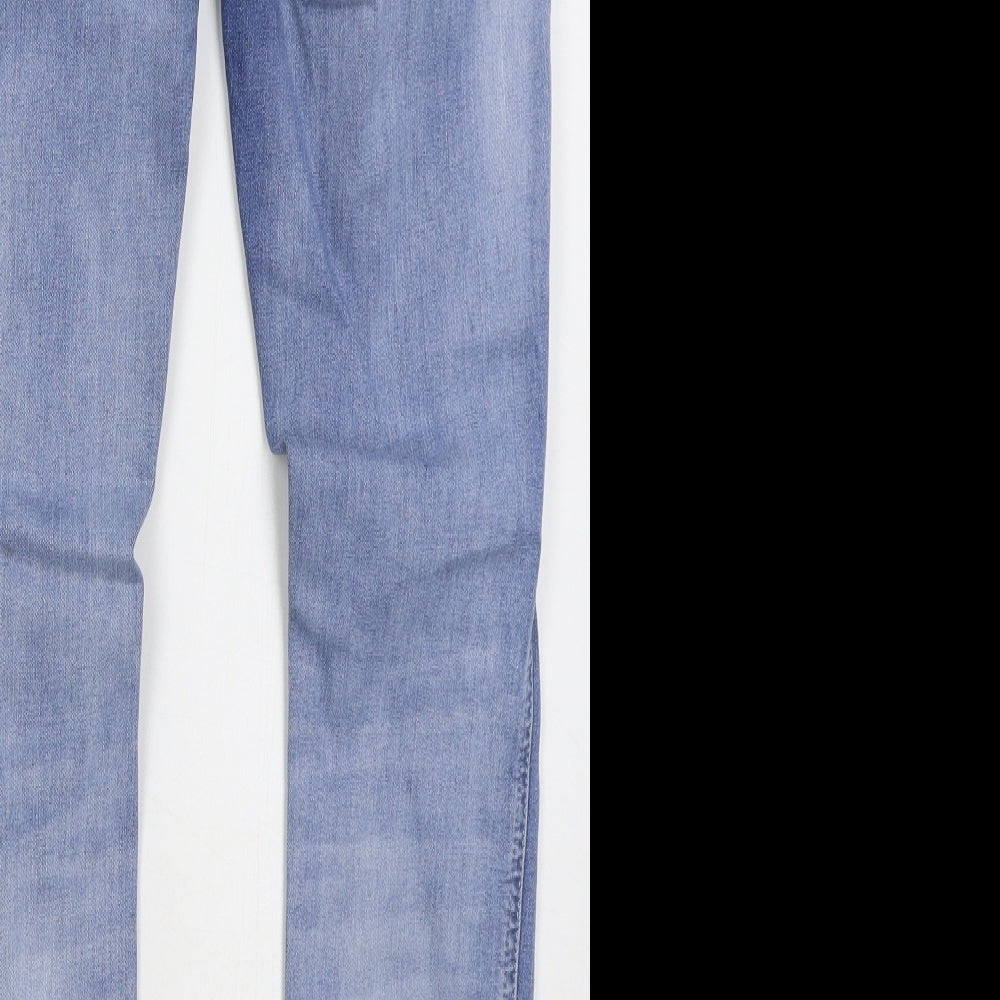 Mango Womens Blue  Cotton Skinny Jeans Size 12 L29 in Regular Button