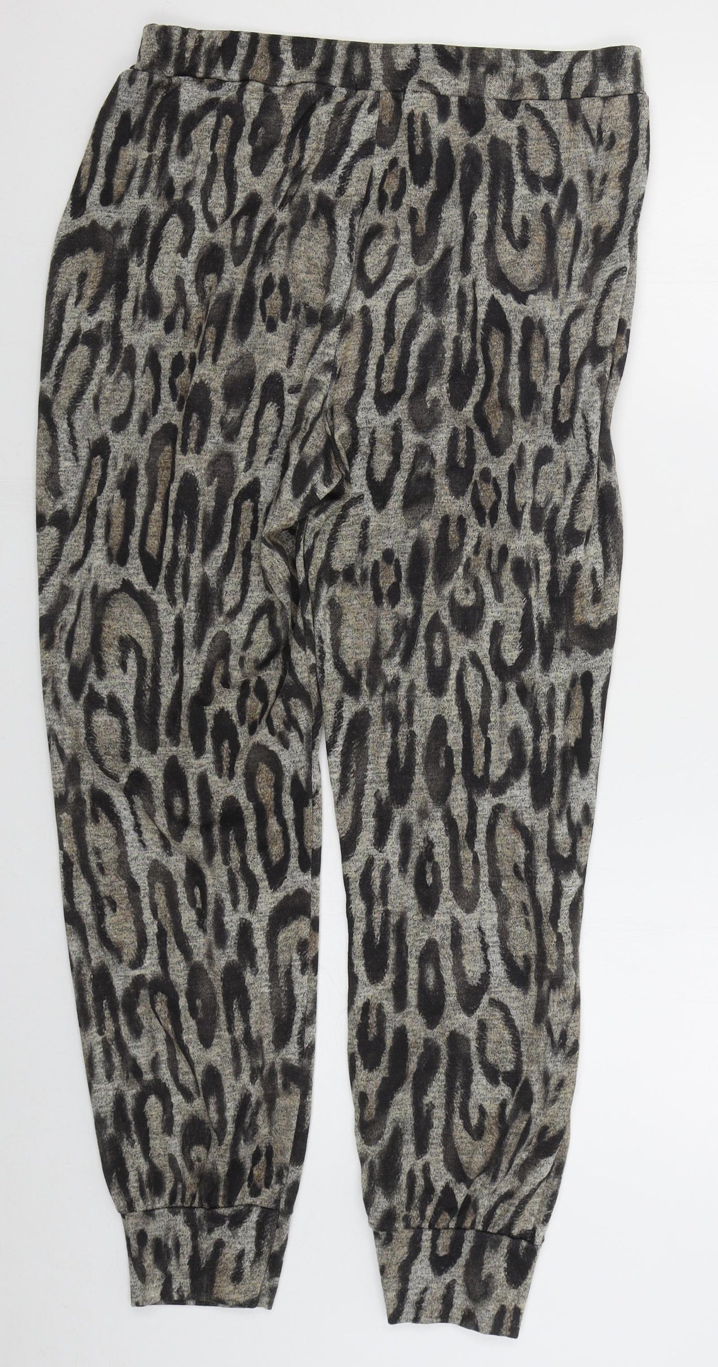 New Look Womens Beige Animal Print Polyester Sweatpants Trousers Size L L29 in Regular Drawstring