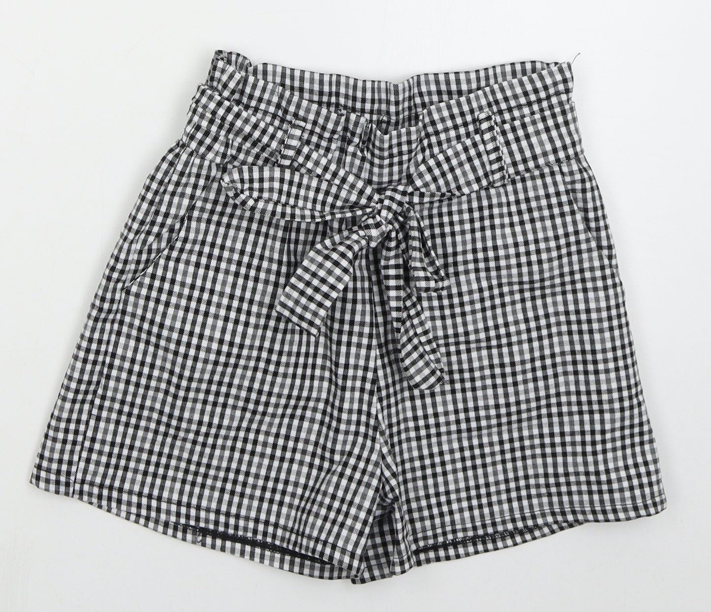 Qioz Womens Grey Check Cotton Mom Shorts Size 6 L3 in Regular