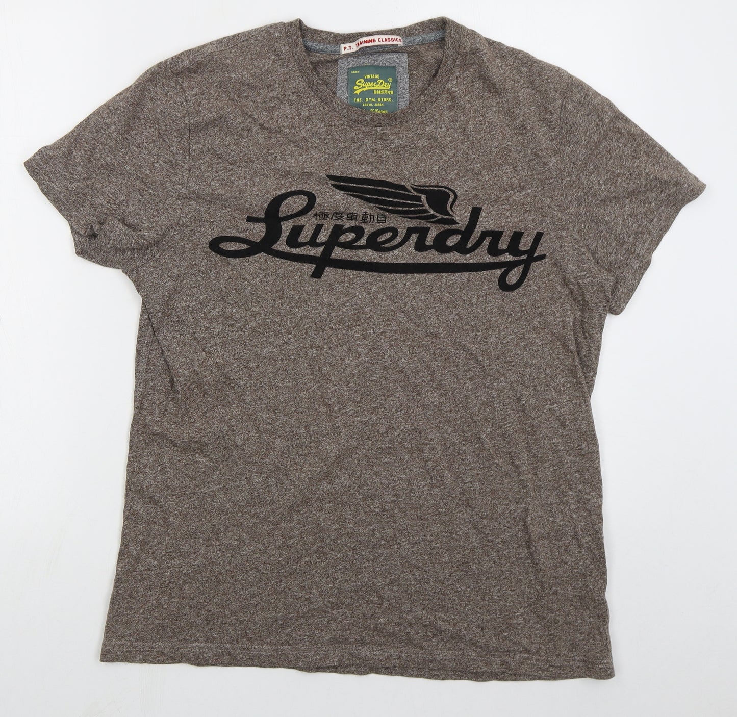 Superdry Mens Brown  Cotton  T-Shirt Size XL Crew Neck