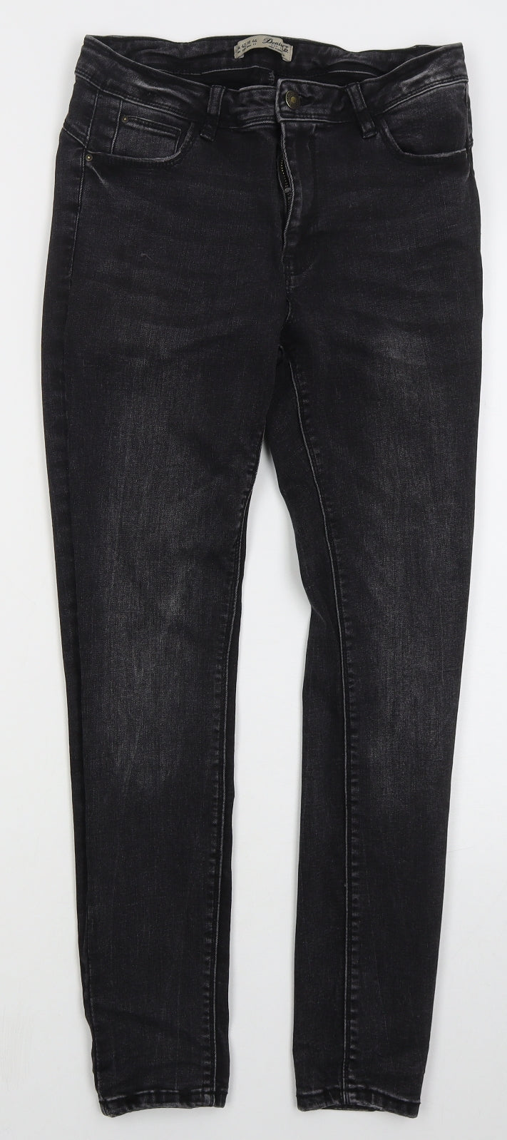 Denim Co Womens Black  Cotton Skinny Jeans Size 14 L27 in Regular Button