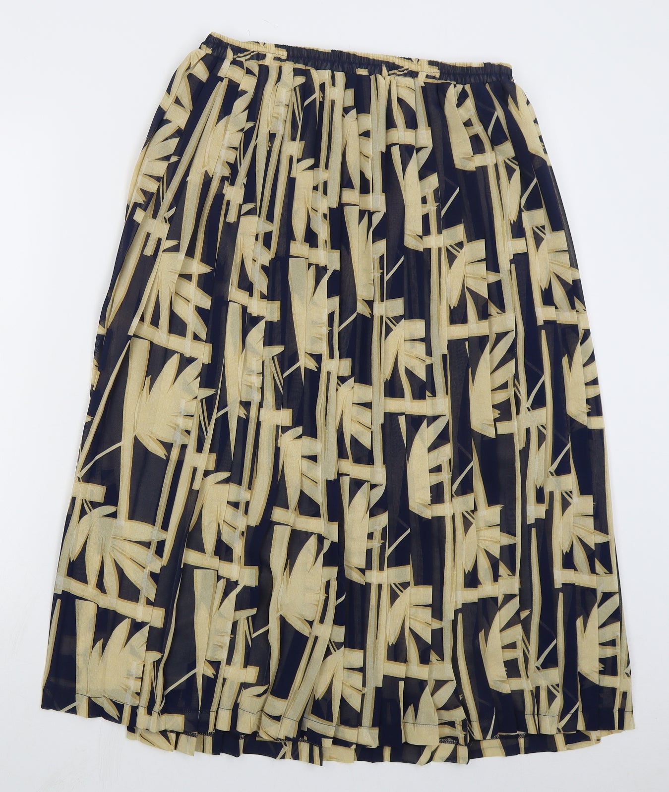 Preworn Womens Beige Floral Polyester Pleated Skirt Size 16