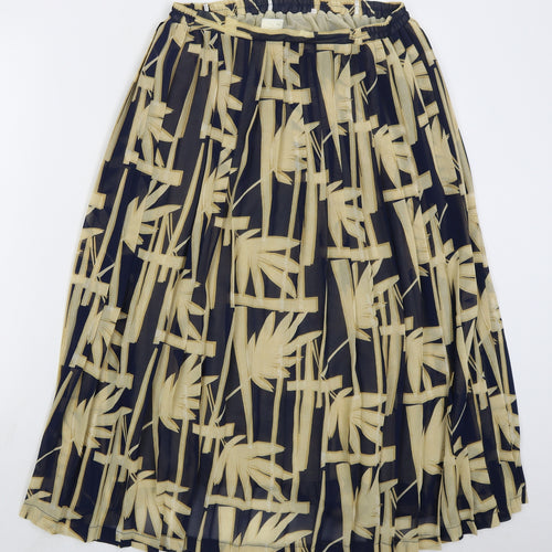 Preworn Womens Beige Floral Polyester Pleated Skirt Size 16