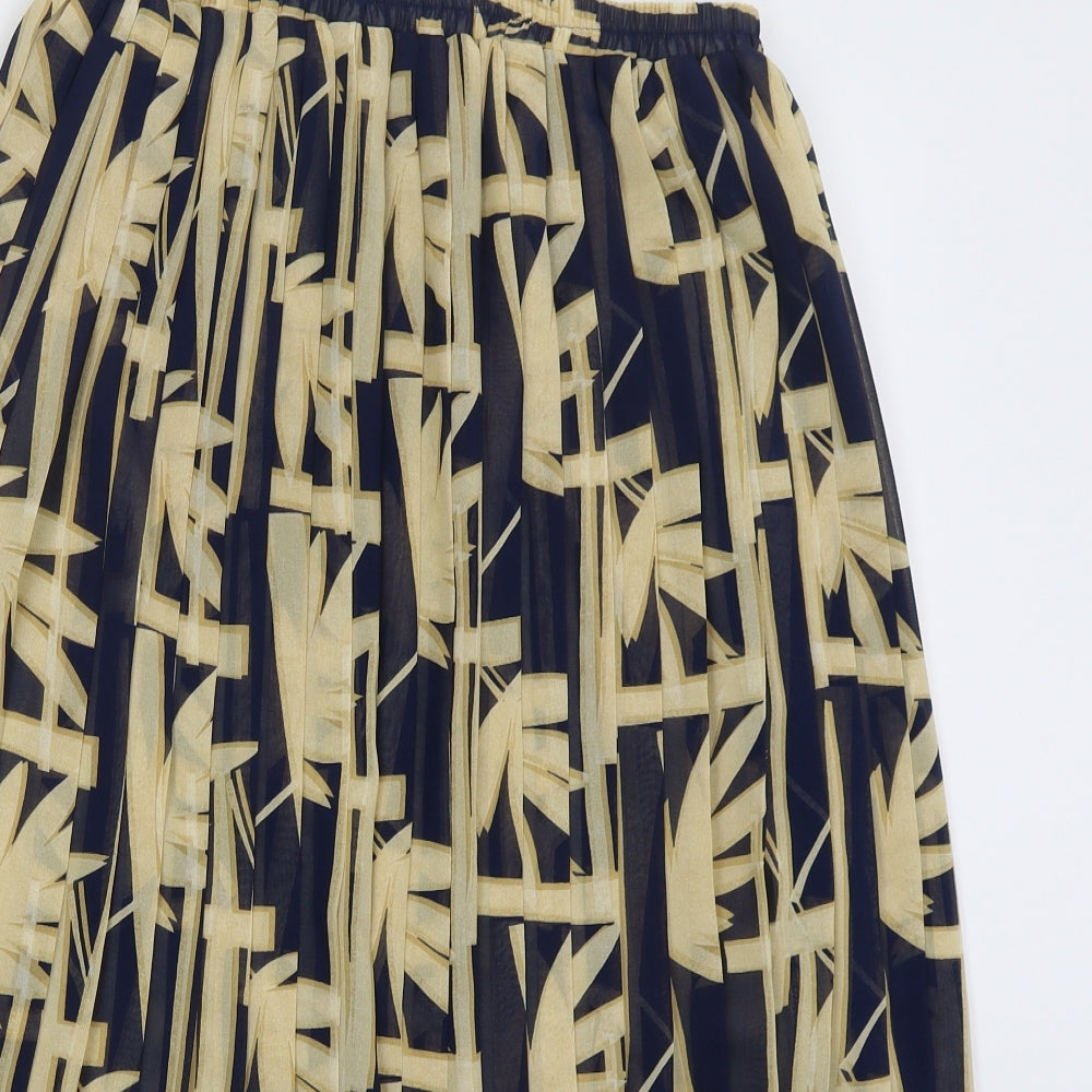 Preworn Womens Beige Floral Polyester Pleated Skirt Size 16