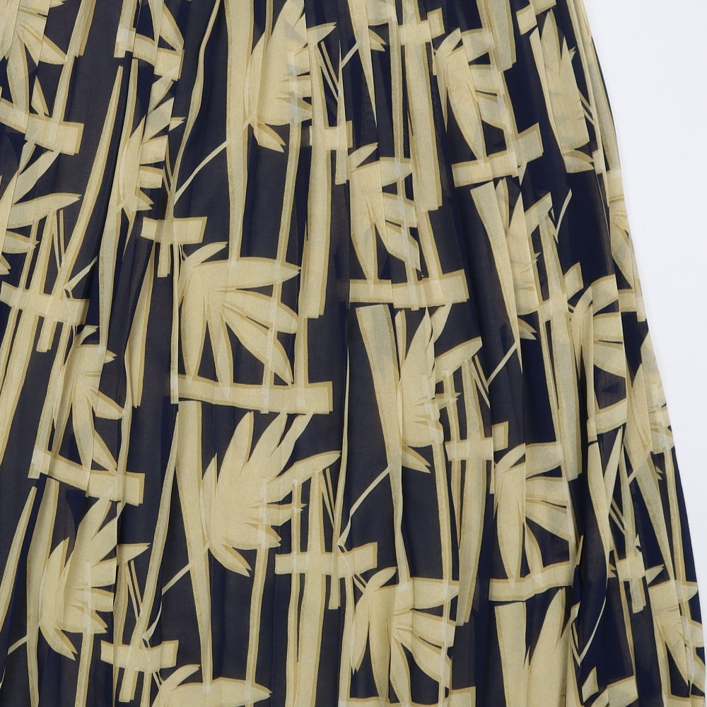 Preworn Womens Beige Floral Polyester Pleated Skirt Size 16