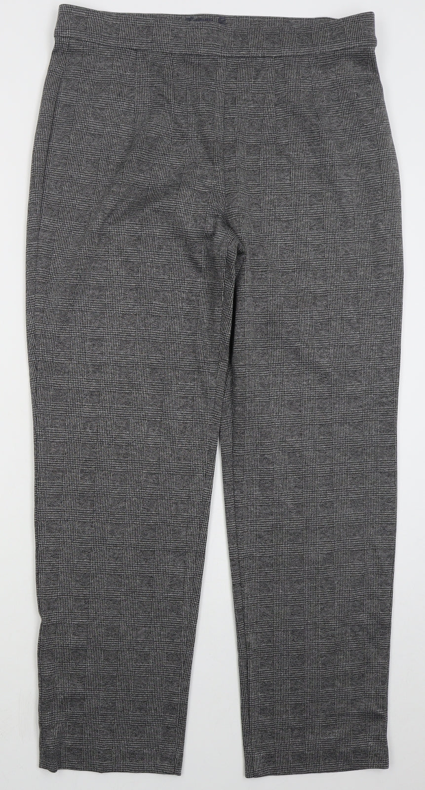 Marks and Spencer Womens Grey Houndstooth Polyester Trousers  Size 16 L29 in Regular