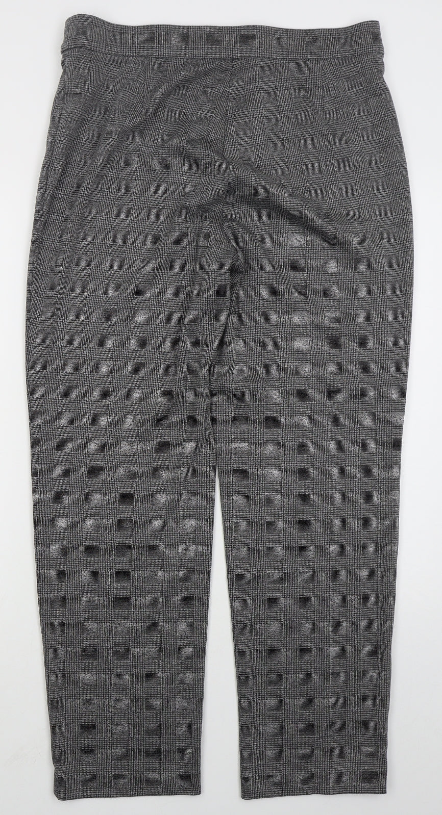 Marks and Spencer Womens Grey Houndstooth Polyester Trousers  Size 16 L29 in Regular