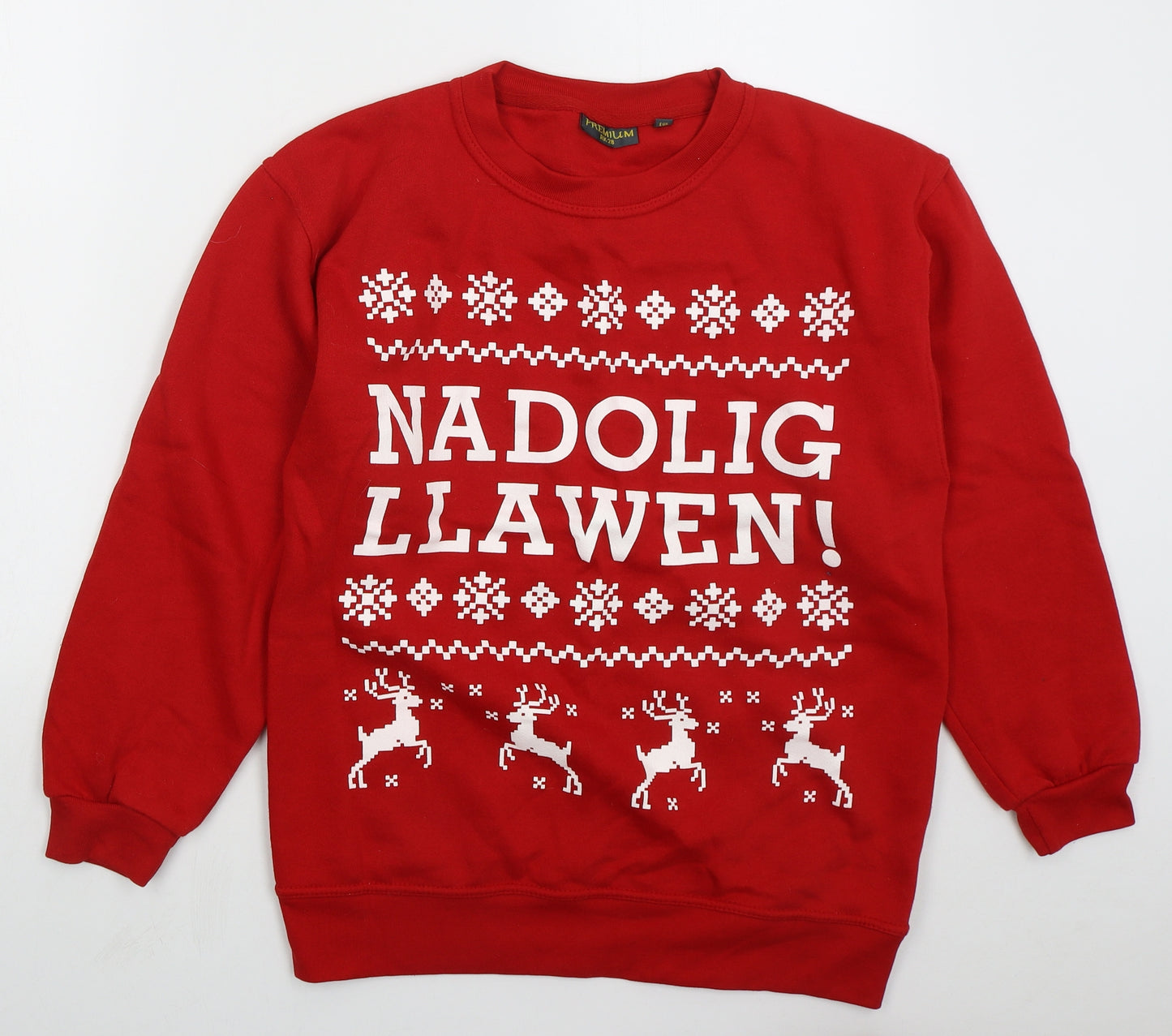 Premium RK28 Mens Red  Cotton Pullover Sweatshirt Size M   - Nadolig Llawen