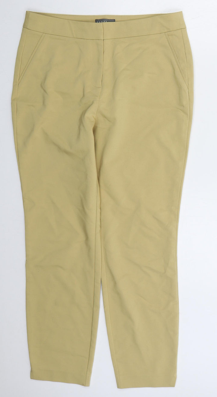 Papaya Womens Beige  Polyester Trousers  Size 12 L26 in Regular Hook & Eye