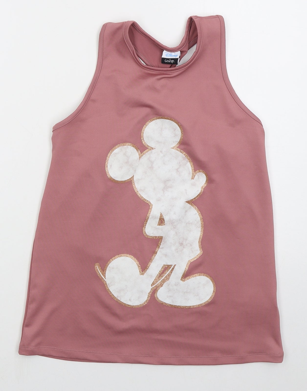 George Girls Pink  Polyester Basic Tank Size 13-14 Years Round Neck Pullover - Mickey Mouse