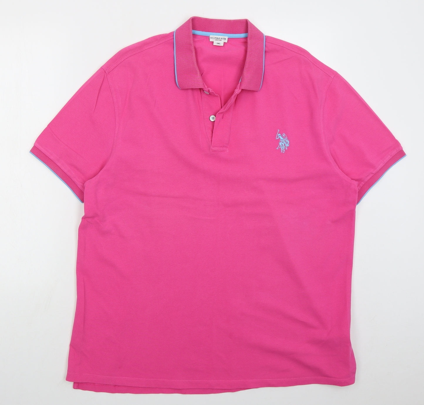 US Polo Assn. Mens Pink  Cotton  Polo Size 3XL Collared Pullover
